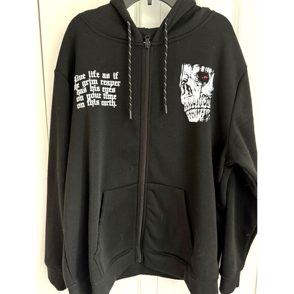 RGSTR Medium Zip-up Hoodie Sweatshirt Grim Reaper Your Time on Earth Men M / W L - Picture 1 of 8